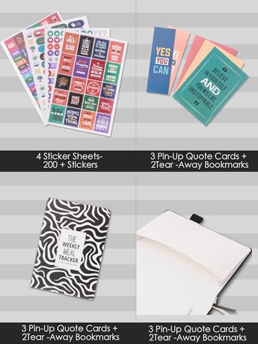 Doodle 2025 A5 Productivity Planner Kit | Undated | Hard Bound | 288 Pages |12 Monthly Planners + Pocket Meal Planner + 200+ Stickers + Motivational Quote Cards + Tear Away Bookmarks l Activity Tracker l Monthly Review l to do Lists [Big Thoughts] (Image - 5)