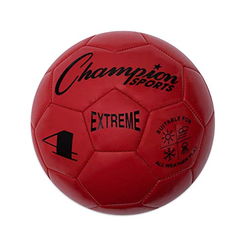 Champion Sports Extreme Series Soccer Ball, Regulation Size 5 - Collegiate, Professional, and League Standard Kick Balls - All Weather, Soft Touch, Maximum Air Retention - For Adults, Teenagers, Red