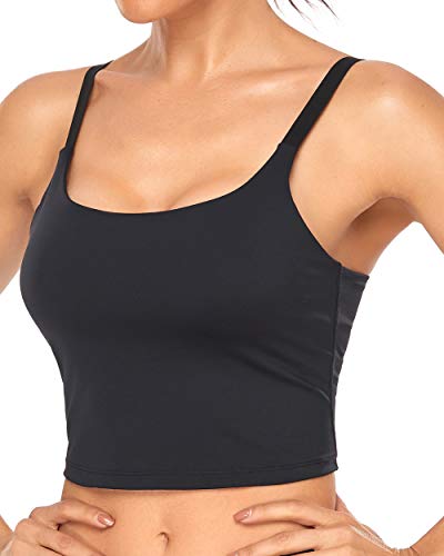 Image of Oalka Sports Bra Womens Longline Padded Crop Yoga Tank Tops