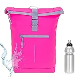 puma pink sports bag Riemen typ: Gepolsterte Gurt New Rebels Rucksack Plane Time Bag Kurierrucksack Roll-up Fahrradrucksack Sport Fitness + Flasche (NEON Pink 35 (Signal Magenta)), L