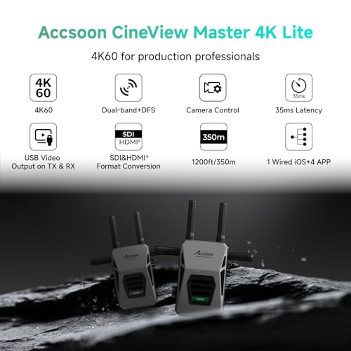 Image of Accsoon CineView Master 4K Lite Wireless Video Transmitter&Receiver with SDI HDMI, 1200ft Range 35ms Lat, 4K60 /1080p60 1 Wired iOS+4 App Monitoring, Livestreaming, Pair CineView M7 Pro