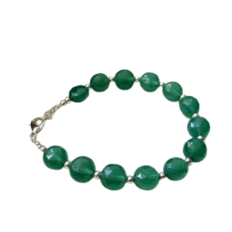 Bracelet en onyx vert naturel 10x6mm, bijou fait main et pierres fines facettées