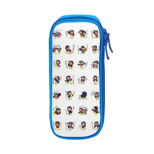 For 東京ヤクルトスワローズ(7) ペンケース 筆箱 2層 文具ポーチ 大容量 おしゃれ 学生用 大人 通学 通勤 多機能 誕生日 Blue