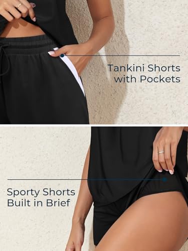 13 Best Black Two-Piece Swimsuits for Women Over 50 That Actually Flatter Your Figure 9 Summer Mae Blouson Women's Tankini Swimsuits Tummy Control Modest 2025 Two Piece with Sporty Pockets Bathing Suits Black Large