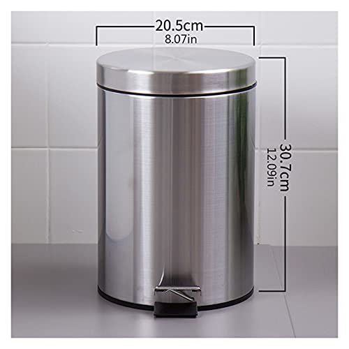 Caneca redonda de acero inoxidable con pedal 20.5x30.7 cm miniatura 2