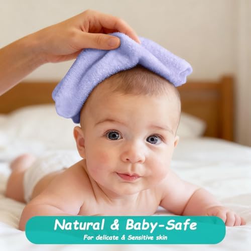 HOMEXCEL Baby Washcloths 12 Pack-Microfiber Coral Fleece Baby Bath Face Towel 7 x 9 Inch Extra Absorbent Soft Burp Cloth and Wash Cloths for Newborn-Infants and Toddlers,Purple - 1