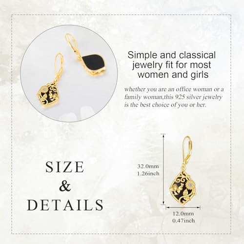 Image of LUHE Bee Earrings for Women 925 Sterling Silver Bumble Earrings with Honeycomb Honeybee Jewelry Dangle Gifts for Women