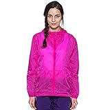 Women's Color Block Drawstring Hooded Zip Up Sports Jacket Windproof Windbreaker