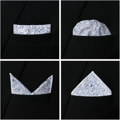 Image of Floral Pocket Squares for Men with Holder Printed Flower Mens Handkerchief Cotton Suit Pocket Hanky for Wedding