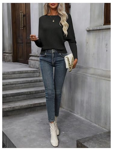 Image of SOLY HUX Sweaters for Women Boat Neck Long Sleeve Casual Solid Pullover Tops