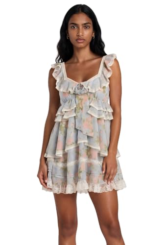 For Love & Lemons Womens Wild Rose Mini Dress Blue xs