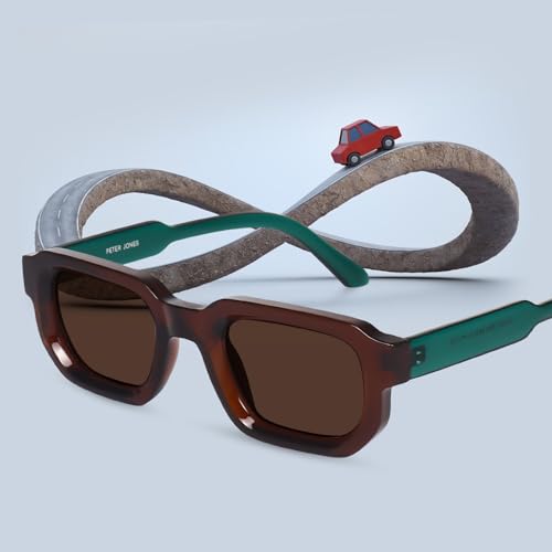 Image of Peter Jones Brown Unisex Broad Frame Square UV /UB Protected Sunglasses (3887BW)