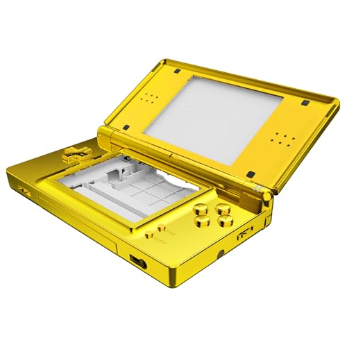 eXtremeRate Carcasa para Nintendo DS Lite Accesorios Funda Protectora Placa Cubierta Completa con Botones y Lente de Pantalla para Nintendo DS Lite NDSL   NO Incluye Consola(Dorado Cromo)
