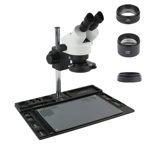 Microscope Stereo Microscope 3.5X - 90X Continuous Zoom Magnification + Big Aluminum Stand + 56 LED Ring Light + Lens(Black)