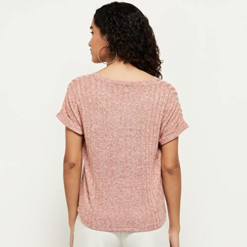 Image of Max Women's Cotton Regular Fit Textured Round Neck T-Shirt