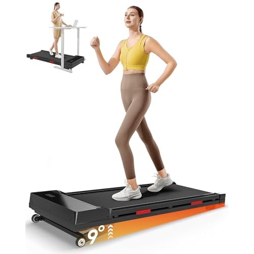 Under Desk Treadmill,Verpal Walking Pad with Incline, 386lbs Capacity Walking Pad Auto Incline 0-9% APP&Remote Control, 2.5HP Low-Noise Compact Treadmill for Home, Office, LED Display