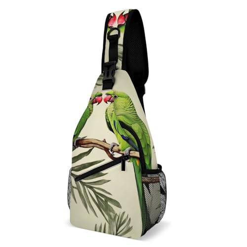 Couple Parrots Olive botella mochila tipo bandolera