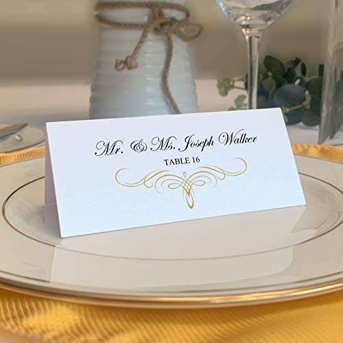 Decadent Flourish Printable Place Cards, Gold (Choose Color), Set of 60 (10 Sheets), Laser & Inkjet Printers - Wedding, Party, Dinner, and Special Events - Made in The USA