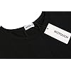 HOTOUCH Women's 3/4 Sleeve Casual Loose Solid Midi T-Shirt Dress (Black XL)