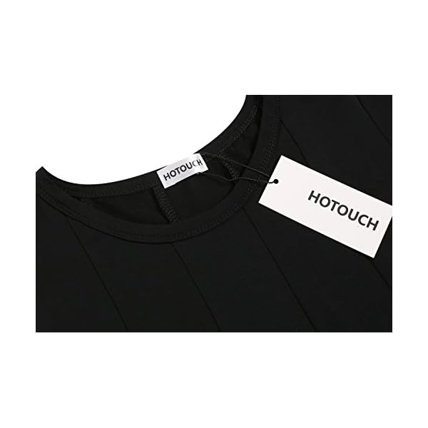HOTOUCH Women's 3/4 Sleeve Casual Loose Solid Midi T-Shirt Dress (Black XL)