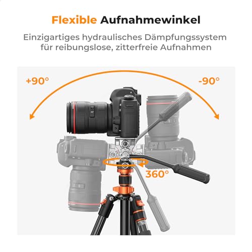 K&F Concept Stativ für Kamera und Video mit Fluidkopf und Einbeinstativ