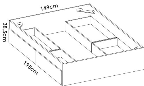 DEKIT GRUPO RIMOBEL LAGO - Cama para dormitorio 135/140X190 con cuatro cajones - BLANCO - 39 x 148.6 x 194.8 - imagen 3