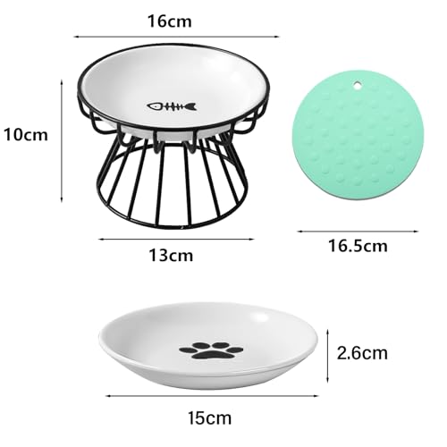 2Pcs Katzennäpfe Futternapf Katze Set mit Erhöht Ständer Metallhalter Base Haustiere Futterschüssel Anti Erbrechen Katzenschüssel für Katzen und Welpen
