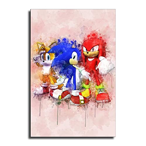 Sonics-Hedgehogs Anime Canvas Painting Wall Art Poster Print Nordic Kids Decoration Picture Children Bedroom Decor (No Frame,16X24Inch) #TOP1