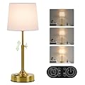 Height Adjustable Rechargeable Table Lamp with Timer, Dimmable Cordless LED Desk Lamp, 4000mAh Battery Operated Table Lamps, Gold Wireless Touch Nightstand Lamp for Kitchen Counter Coffee Table Office