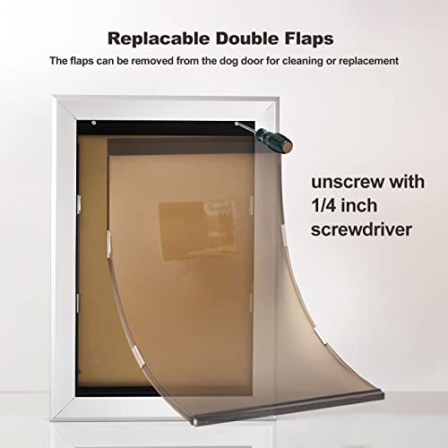 Haniml Large Aluminum Dog Door With Magnets Double Flaps Doggie Door For Large Dogs Pet Door For Exterior Door Medium Doggy Door Extreme Weather Energy Efficient With Lockable Panel #TOP6