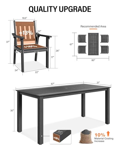 Image of YEFU Patio Dining Chairs Set of 4: All Weather Outdoor Dining Chairs with Wide Curved Seat and Backrest - Outdoor Furniture Plastic for Outside Backyard /Garden /Porch /Deck 350lbs Capacity Grey