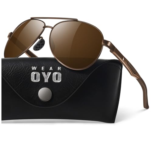 Image of WEAROYO Polarized Sunglasses Men Womens Al-Mg Alloy Frame Spring Hinges Pilot Military Style UV400 Protection Driving