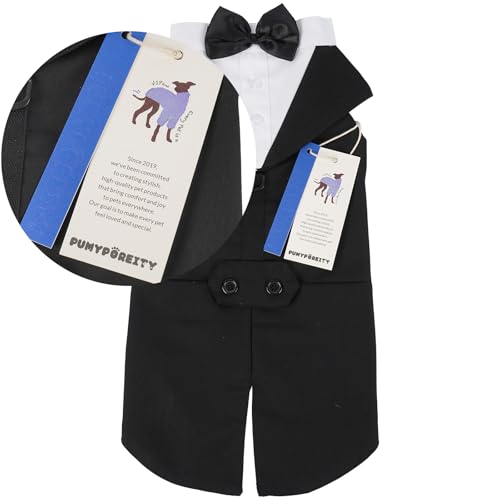 Hund Hochzeit Anzug, Smoking-Kostüme Formelle Party-Outfits Shirt Hund Kleidung Tuxedo Hundefliege Hochzeit mit Abnehmbarem Schleife Bandana für Kleine, Mittlere und Große Hunde(Schwarz, L)
