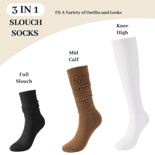 Image of Pleneal Slouchy Socks for Women Scrunch Sock Knit Chunky Crew Boot Socks