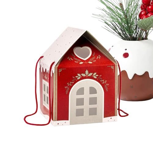 クッキーボックス クリスマス - ハウス形状 紙製 フルーツ コンテナ,ホリデー キャンディ 包装箱 - 手芸・フルーツ・パーティー景品・ストッキングスタッファー・季節飾り・イベントプランナー・教師・祝祭向け
