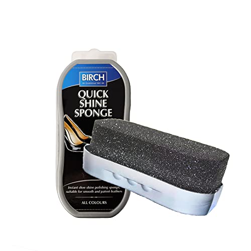 Birch Quick Shine Sponge Neutral - Clear Polish Sponge Gives Instant Gloss, For Leather Shoes Boots Bags, Birch Perfect Express Shine for Any Colour Shoes