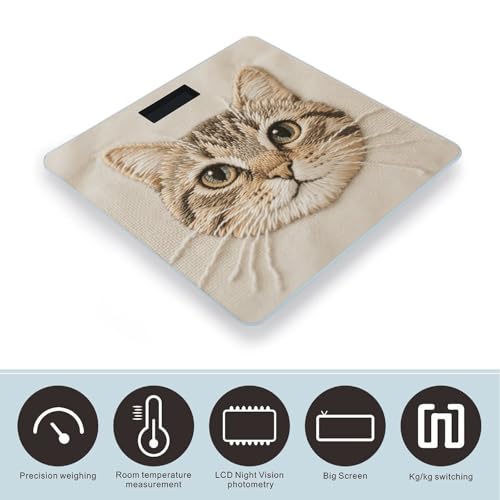 Báscula Digital para Baño con Diseño de Gato y Pantalla LED miniatura 3