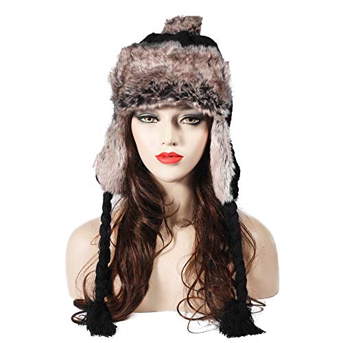 ZLYC Women Winter Earflap Hat Trapper Hat Knit Peruvian Beanie Hat