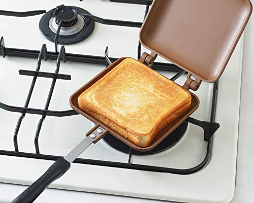 Image of Yoshikawa SJ2629 Hot Sand Maker, For Gas Fire, Single Fluorine Processed, Total Width 5.9 x Length 13.8 x Height 1.3 inches (15 x 35 x 3.2 cm), Brown, Outdoor Camping
