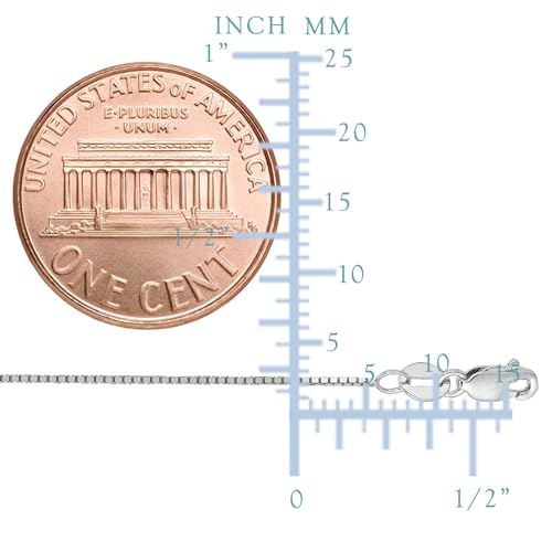 Jewelry Affairs 14k White Solid Gold Mirror Box Chain Necklace, 0.7mm2