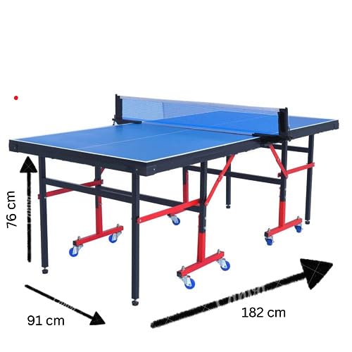 Image of ‎Mini Table Tennis w /Both Side Laminated & Wheels w /Lock (TT Net + 2 TT Racket & 2 Balls) (Mini Table)