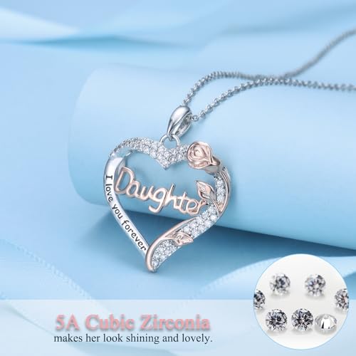 Nana Mom Daughter Necklace Gifts for Nana Grandma Grandmother Mom Daughter, To My Nana Mom Daughter Rose Heart Pendant Necklace Gifts -Birthday Christmas Wedding Retirement Gifts for Women Teen Girls Her4