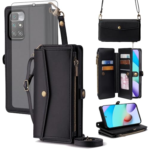 Coque fleur pour Xiaomi Redmi 10 étui portefeuille élégant en cuir avec cordon femme
