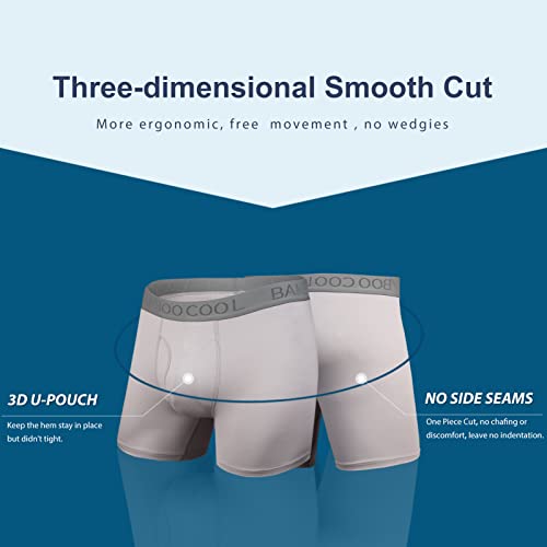 Image of BAMBOO COOL Men's Underwear Boxer Briefs Fly with Built-in 3D Pouch Comfortable Cool Underwear for Men 4 Pack