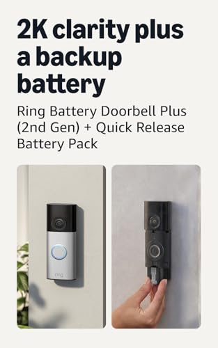Image of Ring Battery Doorbell Plus (newest model), Nickel Silver with Quick Release Battery Pack