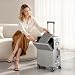 AIWEINY Suitcase Carry-on Luggage Spring-Summer Travel Airline Approved with TSA Lock 360° Wheel PC Hard Shell and Aluminum Frame Pressure-Resistant (Silver, 24‘’)