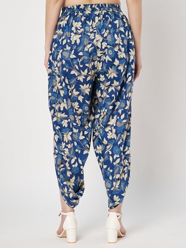 Image of 9rasa Women's Cotton Solid Harem Dhoti Pants for Casual FusionWear Workwear