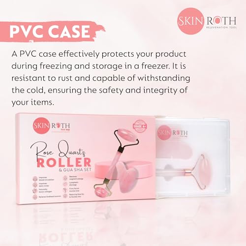 Image of Grade A+ Rose Quartz Roller & Gua Sha Set-Natural Love Stone for Anti-Aging, Wrinkle Reduction, Puffiness Relief, Jade Facial Massager, Beauty Glowing Skincare Gift Tool (Light Pink)