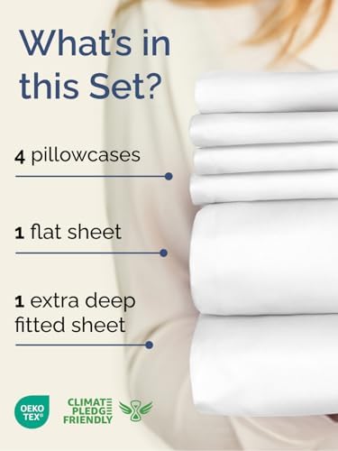 Extra Deep King Sheet Set - 6 Piece Breathable and Cooling Sheets - White - 1