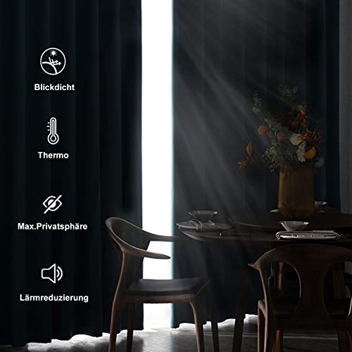 DWCN Vorhänge Blickdicht Verdunkelungsgardinen mit Ösen 2 Stücke Thermogardine für Wohnzimmer, Schlafzimmer, Gardinen Kurz, Biscotti Beige, 137x117cm(HxB)